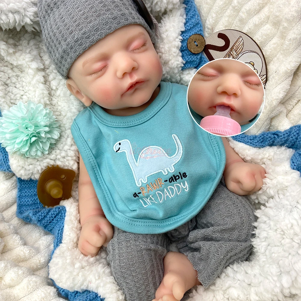 

45cm Open Mouth Boy Full Solid Silicone Reborn Baby Lifelike Handmade 3D Painted Skin Visible Veins Art Collection Doll