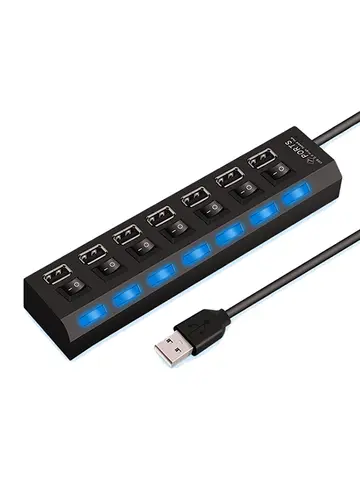 High Speed 4/7 Ports USB HUB 2.0 Adapter Expander Multi USB Splitter Multiple Extender with LED Lamp Switch for PC Laptop