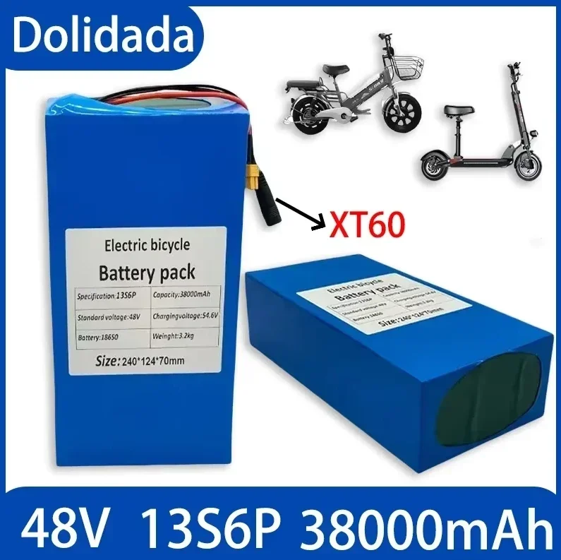 

48V 38ah 13s6p Lithium-ion Battery Pack 48V 38000mAh 2000W Electric, Scooter and Bicycle Battery, Built-in 50A BMS+charger