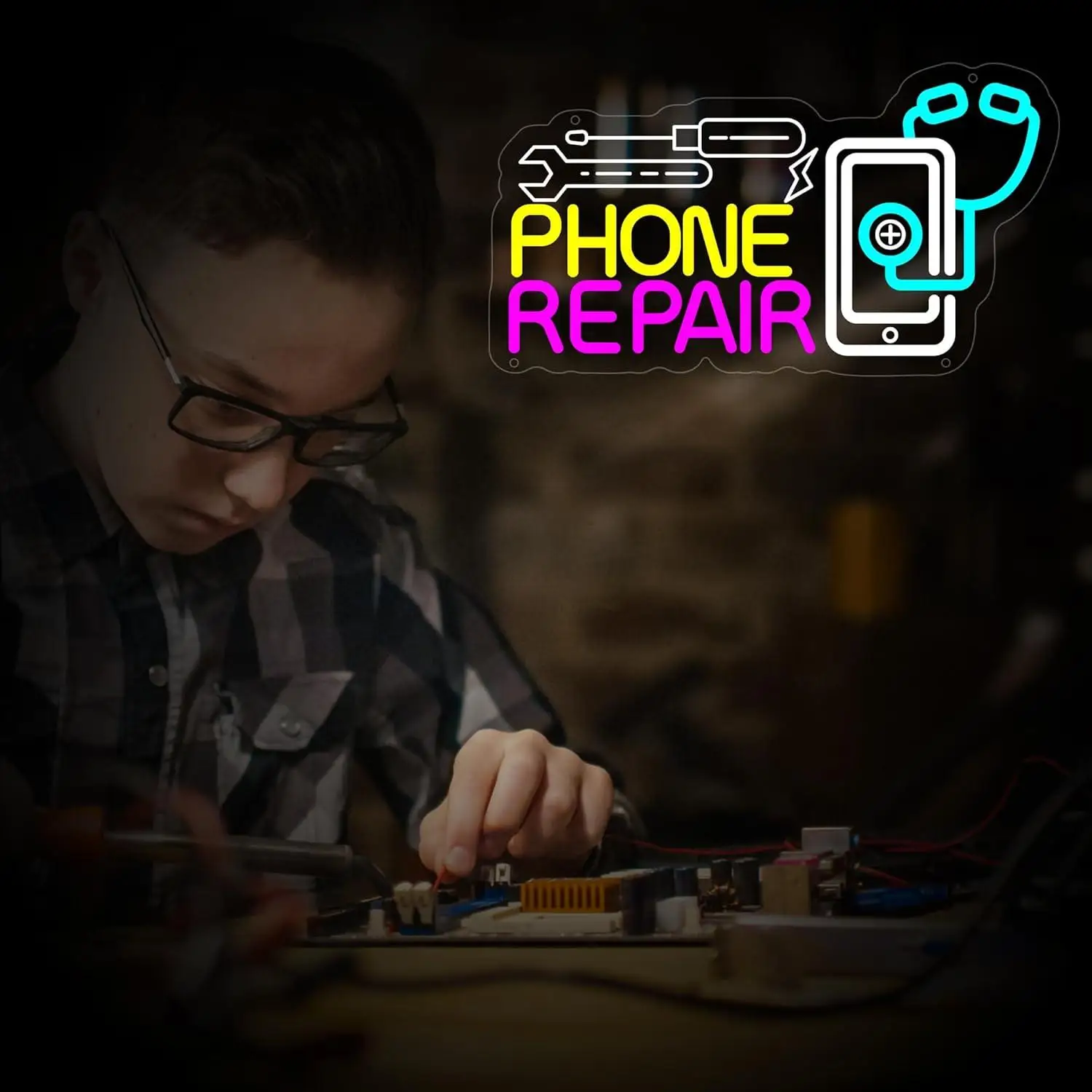 Phone Repair Neon Sign USB Dimmable LED Neon Light for Phone Store Repair Shop Commercial Streets Business Decor Signboard Light view 4