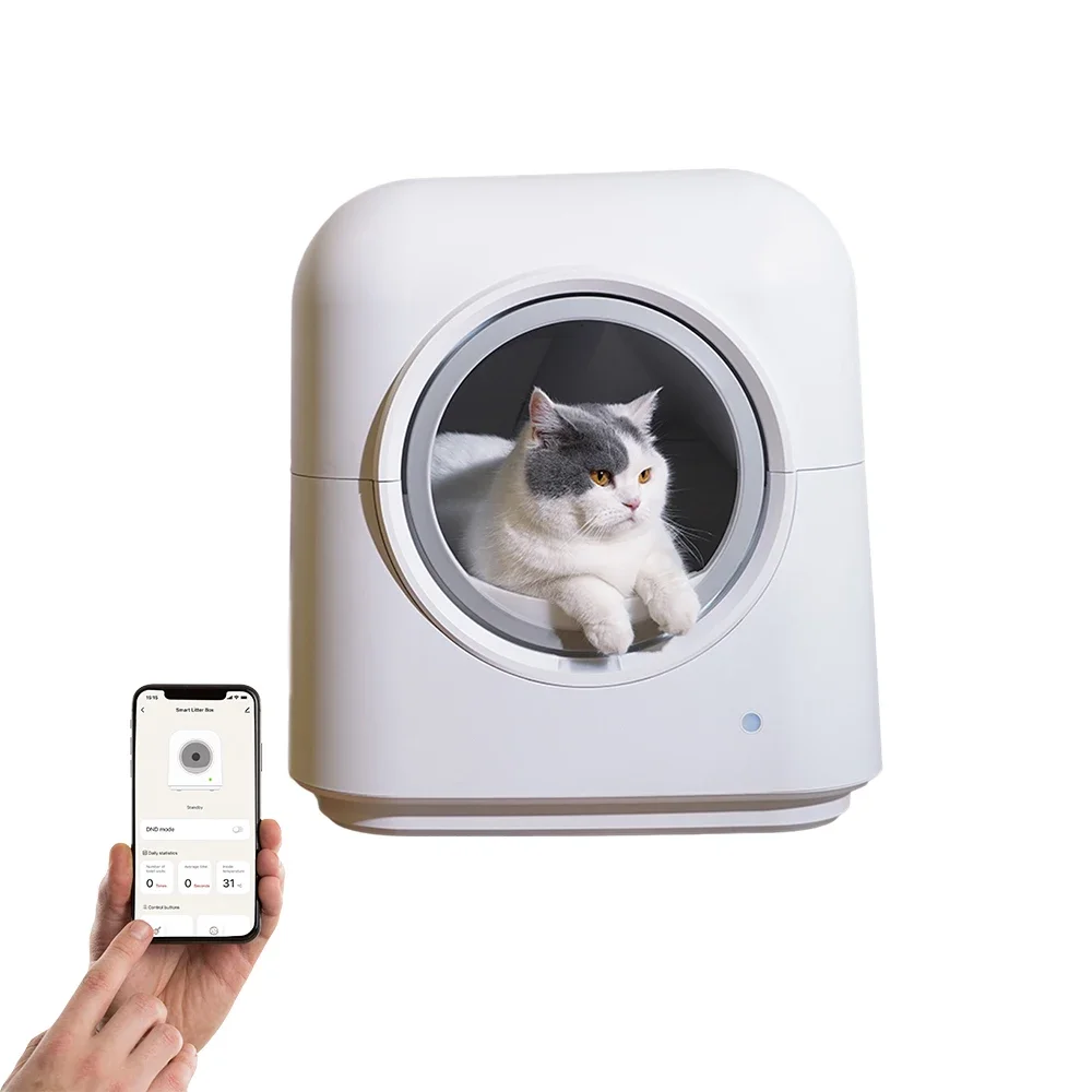 

2024 Update App Control Automatic Cat Toilet Self Cleaning Cats Sandbox Smart Litter Box Closed with cat weight monitoring