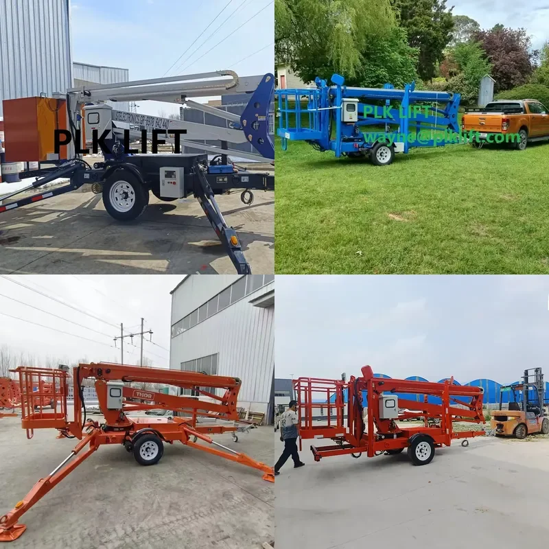 2026 CE Engine Electric Boom Lift Towable Wireless Telescopic Boom Trailer Bucket Lift 200kg Capacity 12-24m Platform