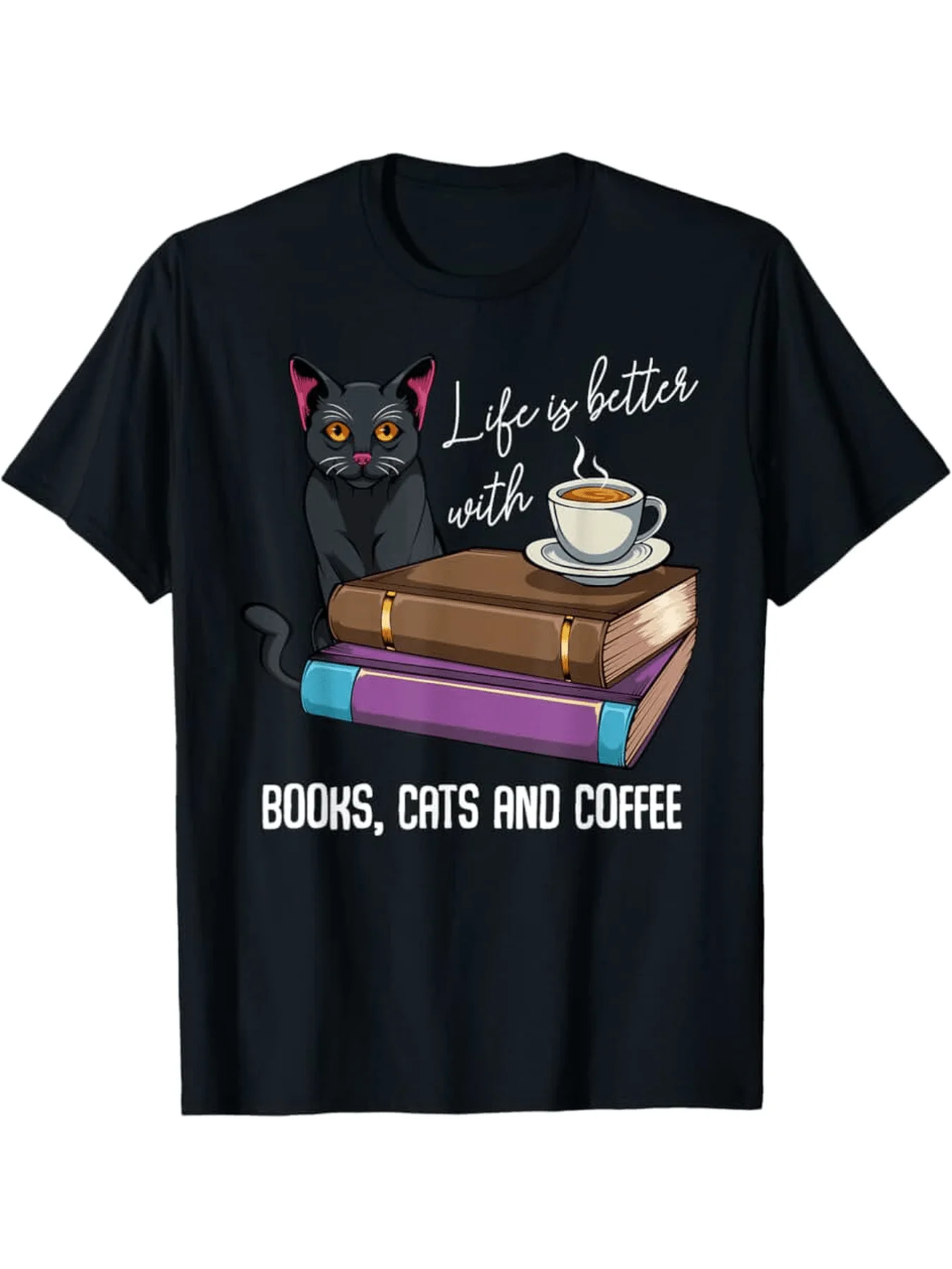 Enjoying Life Is Enhanced By Books, Cats, And Coffee. This Humorous T-Shirt Is A Great Gift For Birdwatching Dads And Men Who Lo