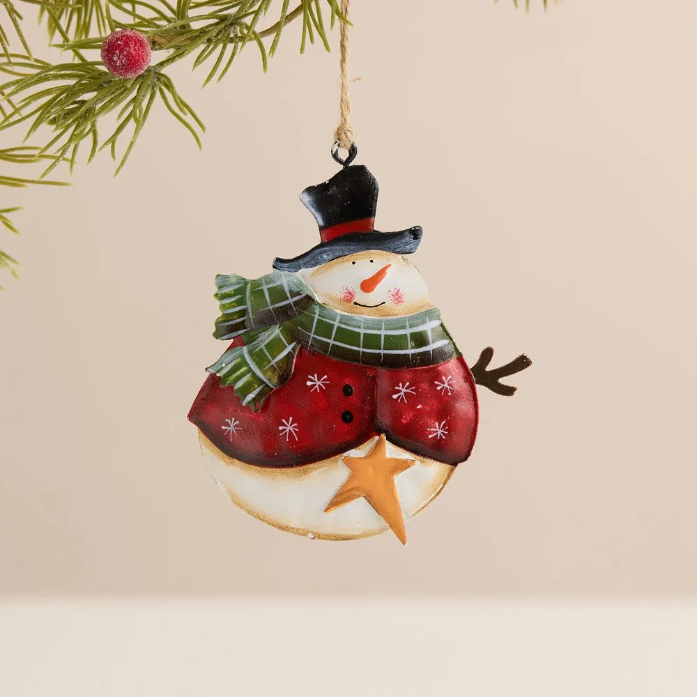 

Cute Handmade Snowman Hanging Model Hanging Cartoon Christmas Tree Decor Iron with Lanyard Party Decoration Festival Decoration