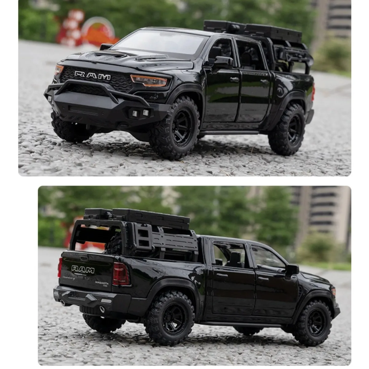 1:32 Dodge RAM Mamoth Pullback Car Toy with Lights Engine Sound,  Mclaren Audi Scale Diecast Car Model Replica Kid Boy Play Gift