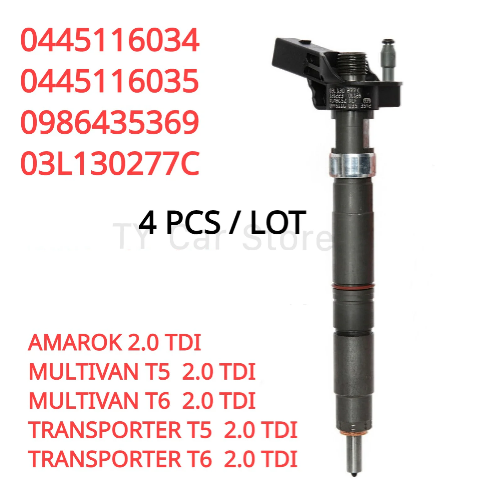 4PCS 0445116035 0445116034 03L130277C  New Diesel Fuel Injector Nozzle Fit VW T5 Amarok 2.0 TDI Multivan 2009 2010 2011 2012-