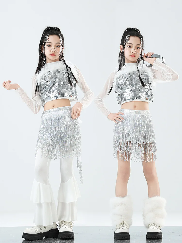 

Urban Dance Girl Clothes Jazz Dance Costumes K-pop Performance Outfits Kids Hip-hop Costumes Cool Girls Catwalk dress up Clothes