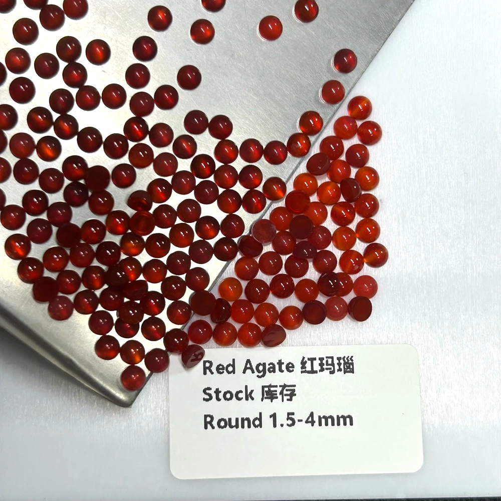 الأصلي مسطحة القاع 1.5 مللي متر إلى 4 مللي متر العقيق الأحمر الطبيعي جولة كابوشون أحجار كريمة مفكوكة