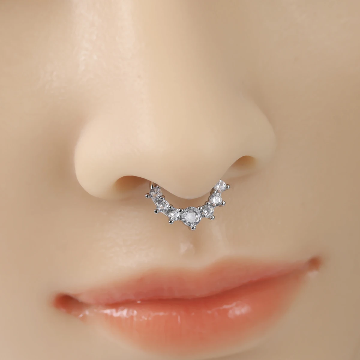 Cyrkon zawiasowy segmentowy kolczyk w nosie stal nierdzewna kolczyk w nosie przegroda Clicker Piercing warga chrząstka ucha Helix piercing biżuteria — zdjęcie 4