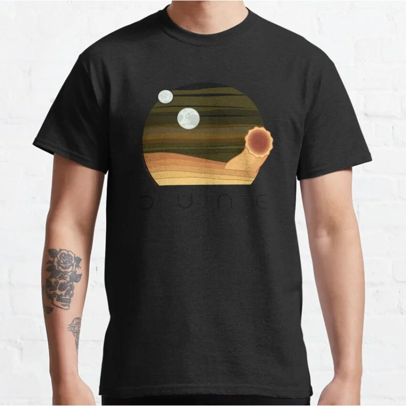 

Desert Night and Sandworm Arrakis Dune worm sic fi Gift t shirt for man Large size Tops S-6XL 100% cotton printed mens Clothes