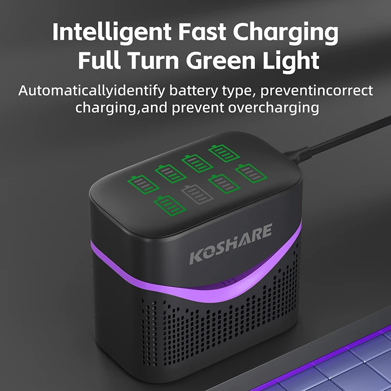 KOSHARE 1.5V Akumulatory AA AAA Litowe 4255mWh 1100mWh Stałonapięciowy Zestaw Ładowarki do Baterii o Długiej Żywotności — zdjęcie produktu 3