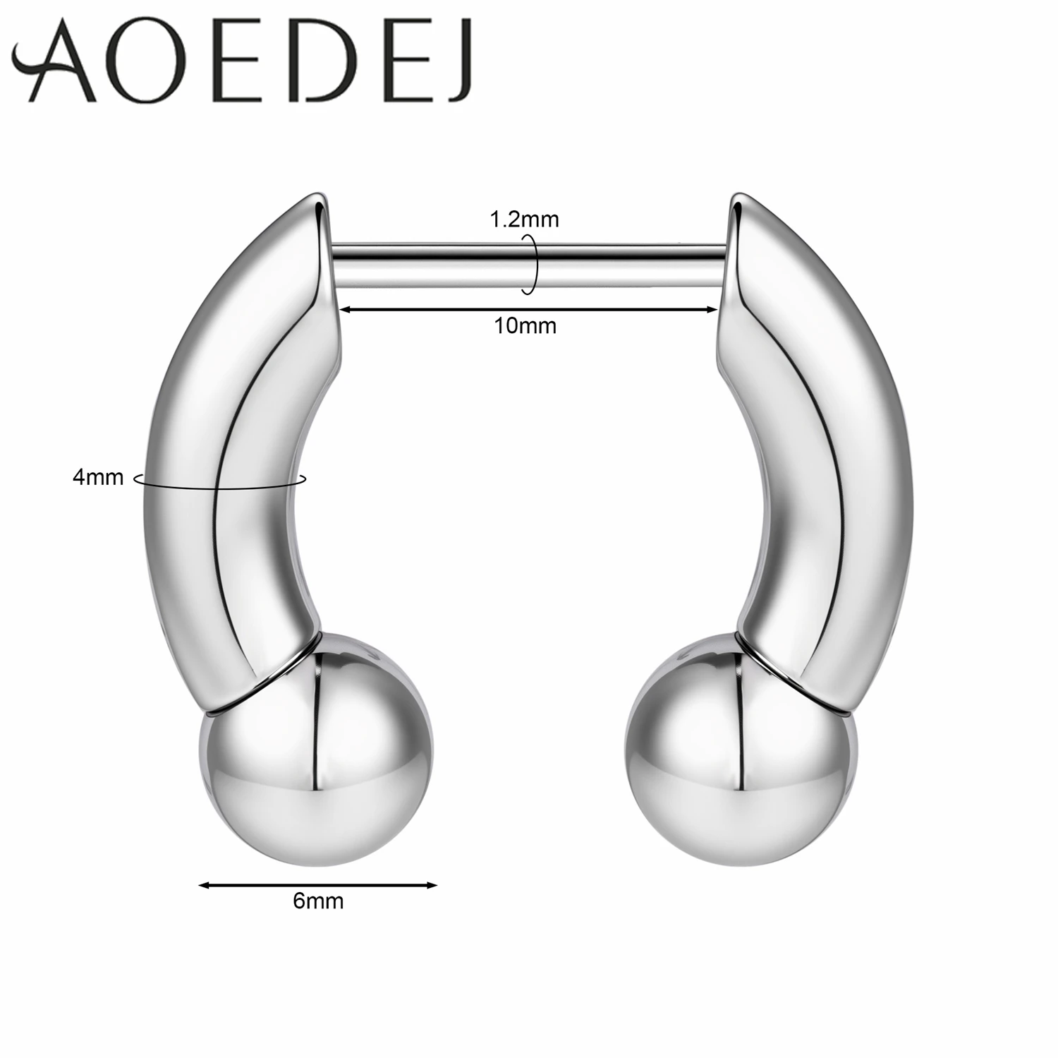 AOEDEJ 1 PC 16G Plug-In-Stil Edelstahl Nasenringe Damen Herren Septum Ring Spike Ox Horn Große Messgeräte Körperpiercings 8/10 MM