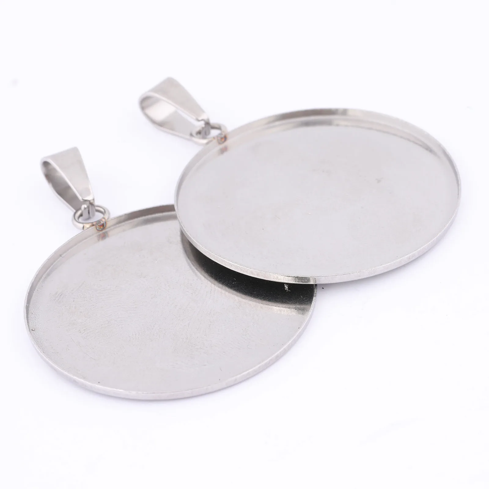 10 sztuk ze stali nierdzewnej Fit 35mm Cabochon ustawienia podstawy Diy Bezel wisiorek tace puste miejsca na naszyjnik brelok do tworzenia biżuterii