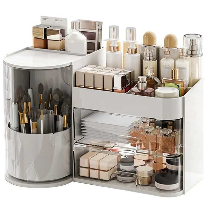 

【ЭФФЕКТИВНЫЙ 】Коробка для хранения косметики большой емкости, настольный туалетный столик, средства по уходу за кожей, губная помада, лосьон, тип ящика для хранения Ra