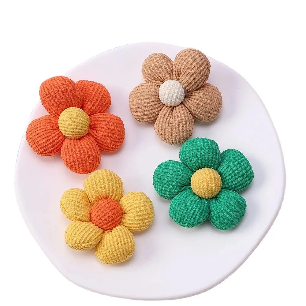 10Pcs/Lot 6.0cm Handmade Flowers Padded Appliques For Crafts Baby's DIY Accessories Hairpin Decoration Ornament Accessories