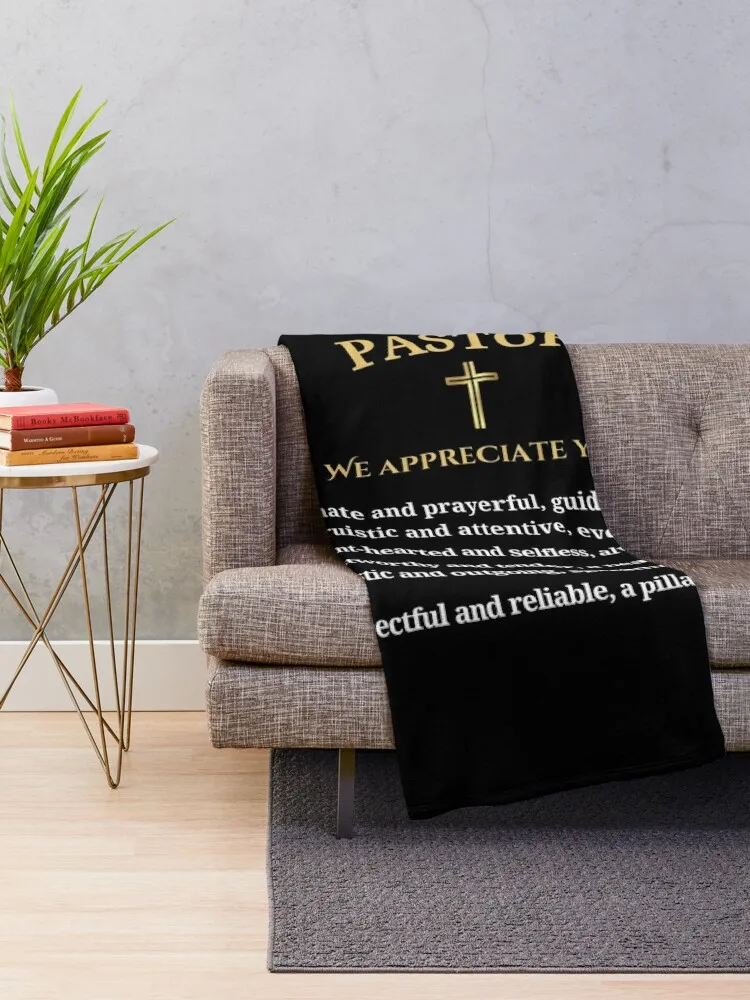 Pastor POEM Appreciation Gift - Verse Black - Ordination Anniversary Birthday Christmas Retirement Throw Blanket Shaggy Blankets