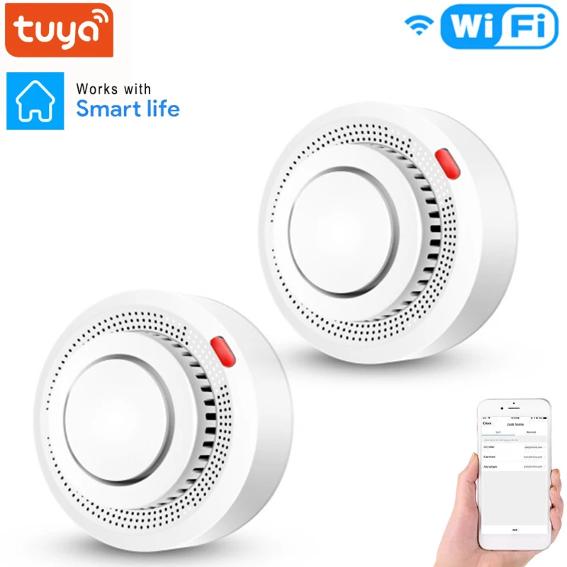 Tuya Wifi Smoke Detector Sensor Fire Alarm Home Security System Fire Protection 80db Smoke Alarm Firefighters