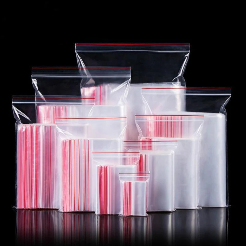 500pcs~100pcs Different Size Plastic Bags Jewelry Zip Zipped Lock Reclosable Poly Clear Packaging Bags