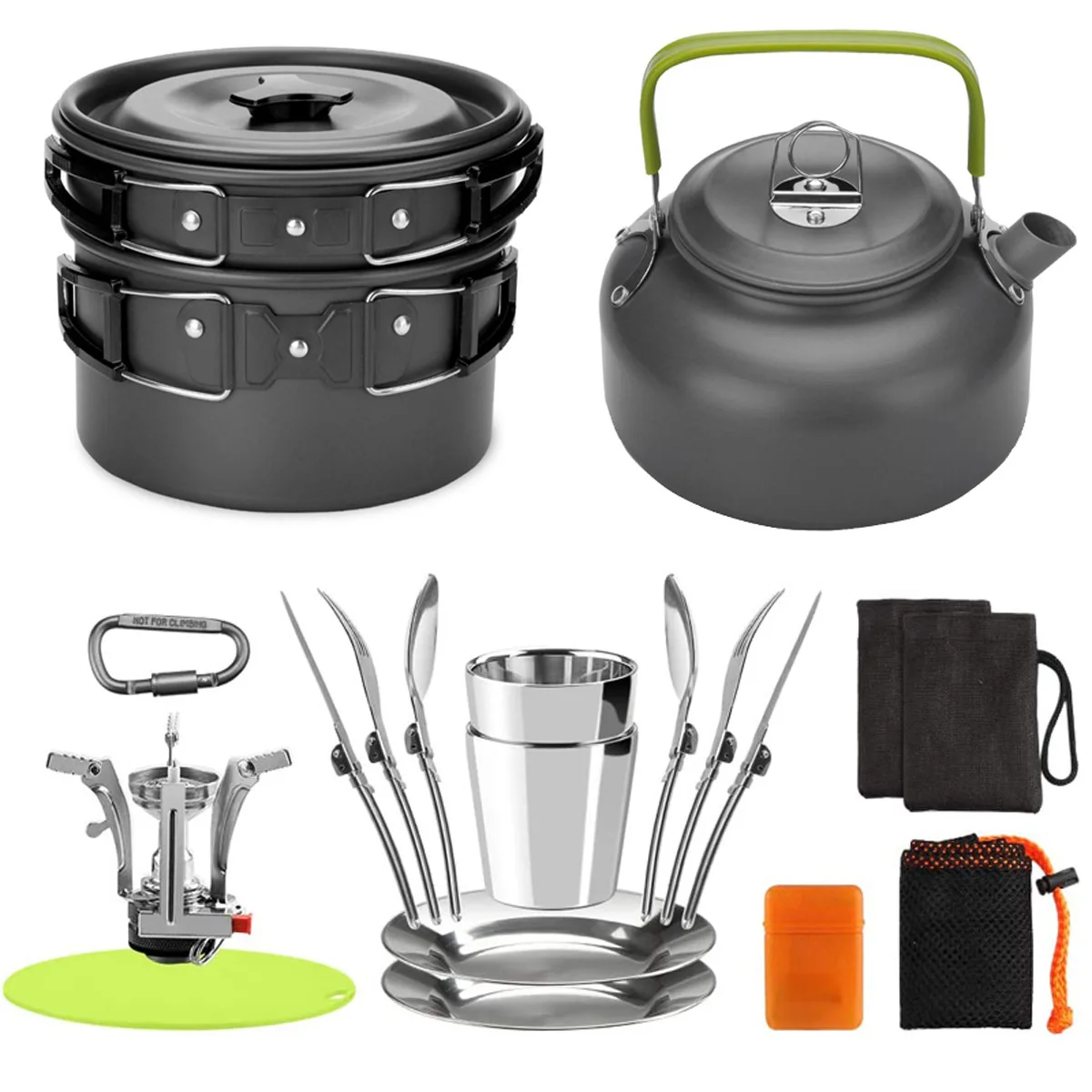 

Outdoor Camping Picnic Tea Pot Set, Portable Cooker Combination, Outdoor Pan Tableware, Kettle Stove Set, A756