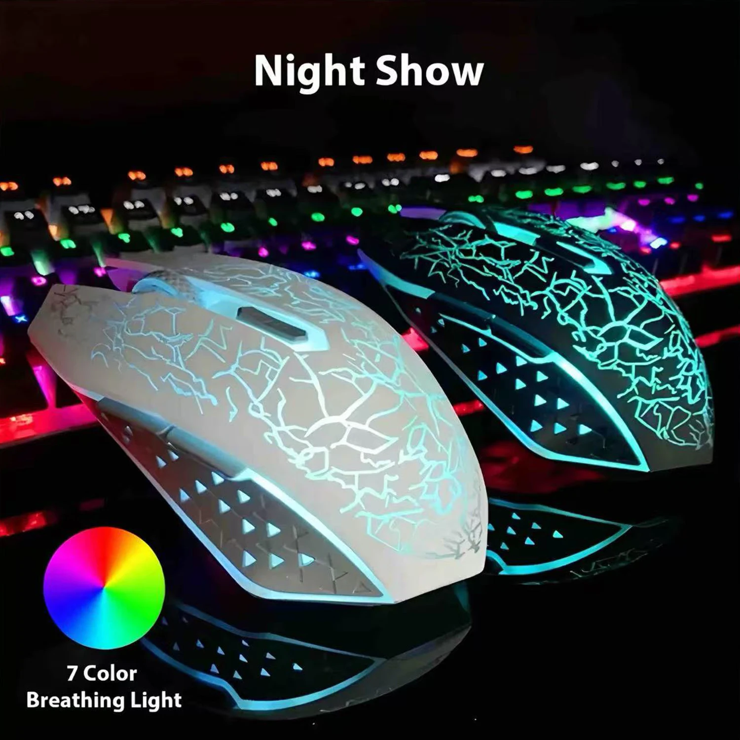 2026 New Backlight RGB Gaming Bluetooth/2.4G Wireless Mouse Rechargeable 6 Mute Buttons Mouse 2000DPI For IOS Android Windows