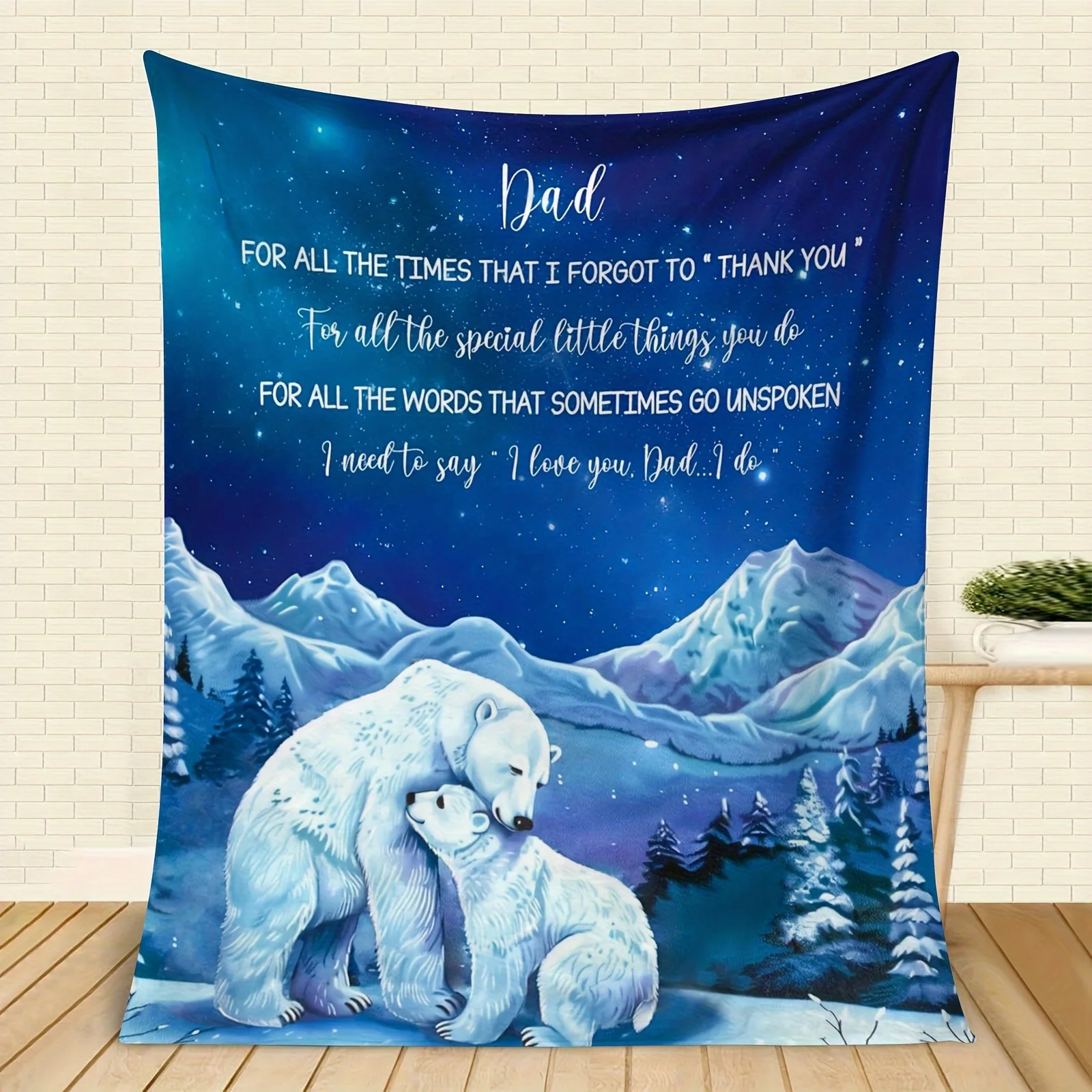 Contemporary Digital-Print Reversible Polar Bear Throw Blanket for Dad - Soft Polyester All-Season Gift from Daughter or Son, Mu