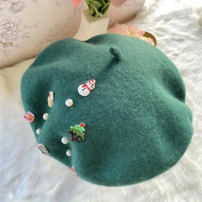 Christmas Fashion Vintage Beanie Wool Hats Kids Adults Winter French Beret Perfect for Home Holiday Party Decoration