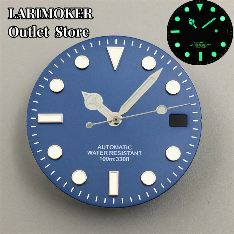 LARIMOKER manufacture 29mm black blue green watch dial luminous fit NH35 NH36 movement