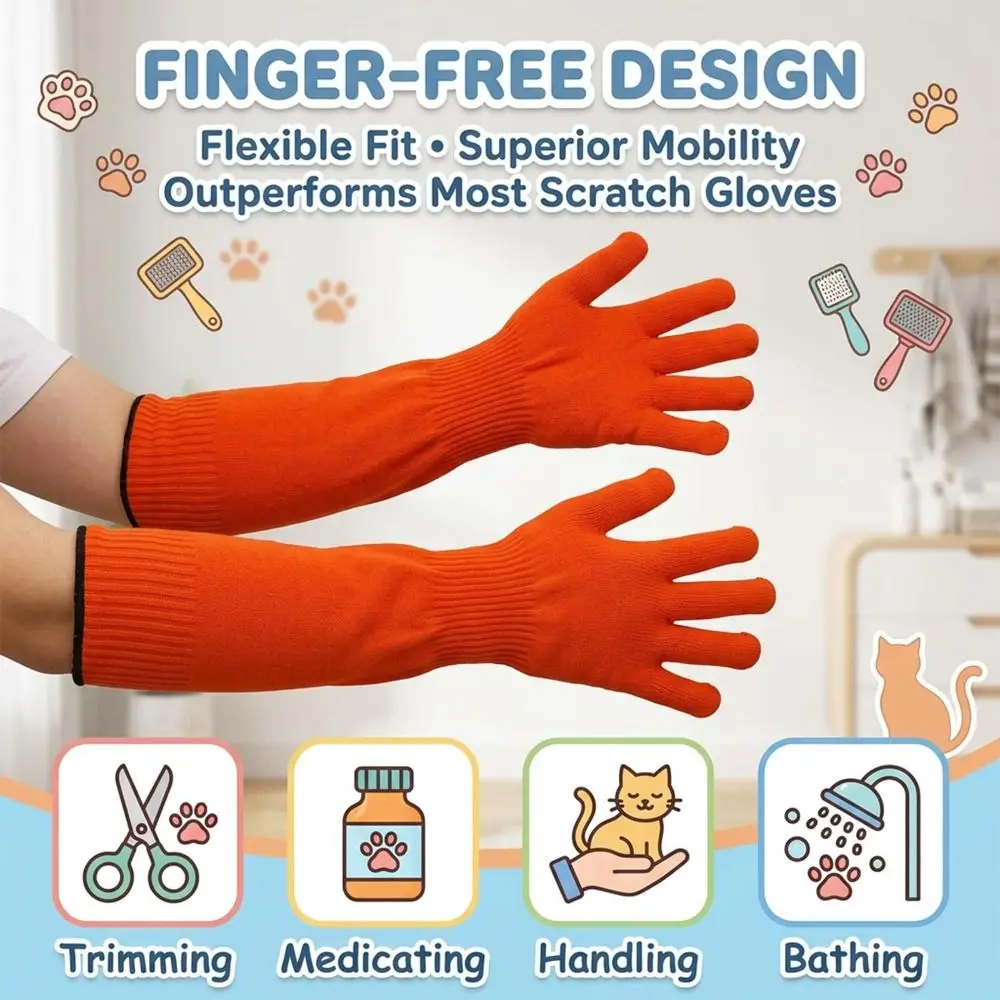 Professional Bite Resistant Cat Gloves Reinforced Prevent Scratching Bite Proof Gloves Elastic Pet Grooming Glove Nail Trimming