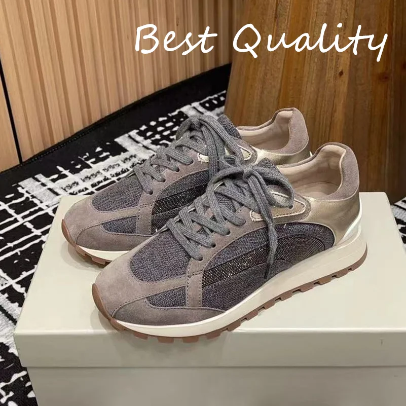 2024 Winter Women's High Quality Men shoes Flat Travel Shoes Casual Lace up Felt Sneaker Thick Sole Breathable Mesh Flat Shoes