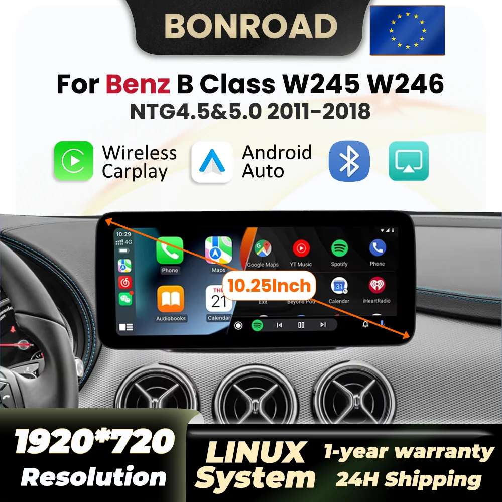 10.25“ Linux Autoradio Voor Mercedes Benz B Klasse W245 W246 2011-2018 Multimedia Speler Draadloze Carplay Android Auto BT Stereo - afbeelding 2
