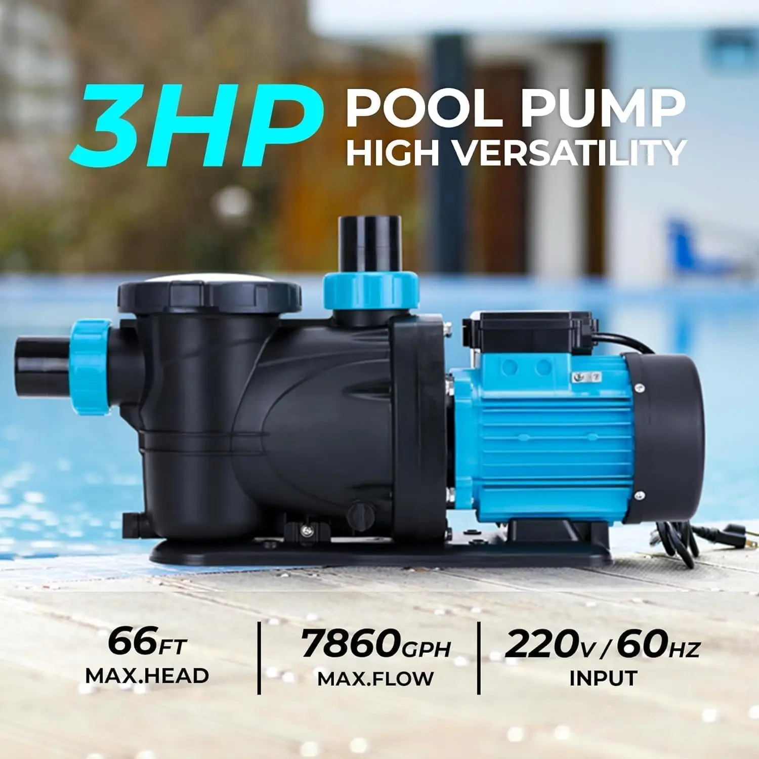 IGround Pool Pump High Flow Powerful Self Priming Pool Pump,3HP 7860 GPH 220V