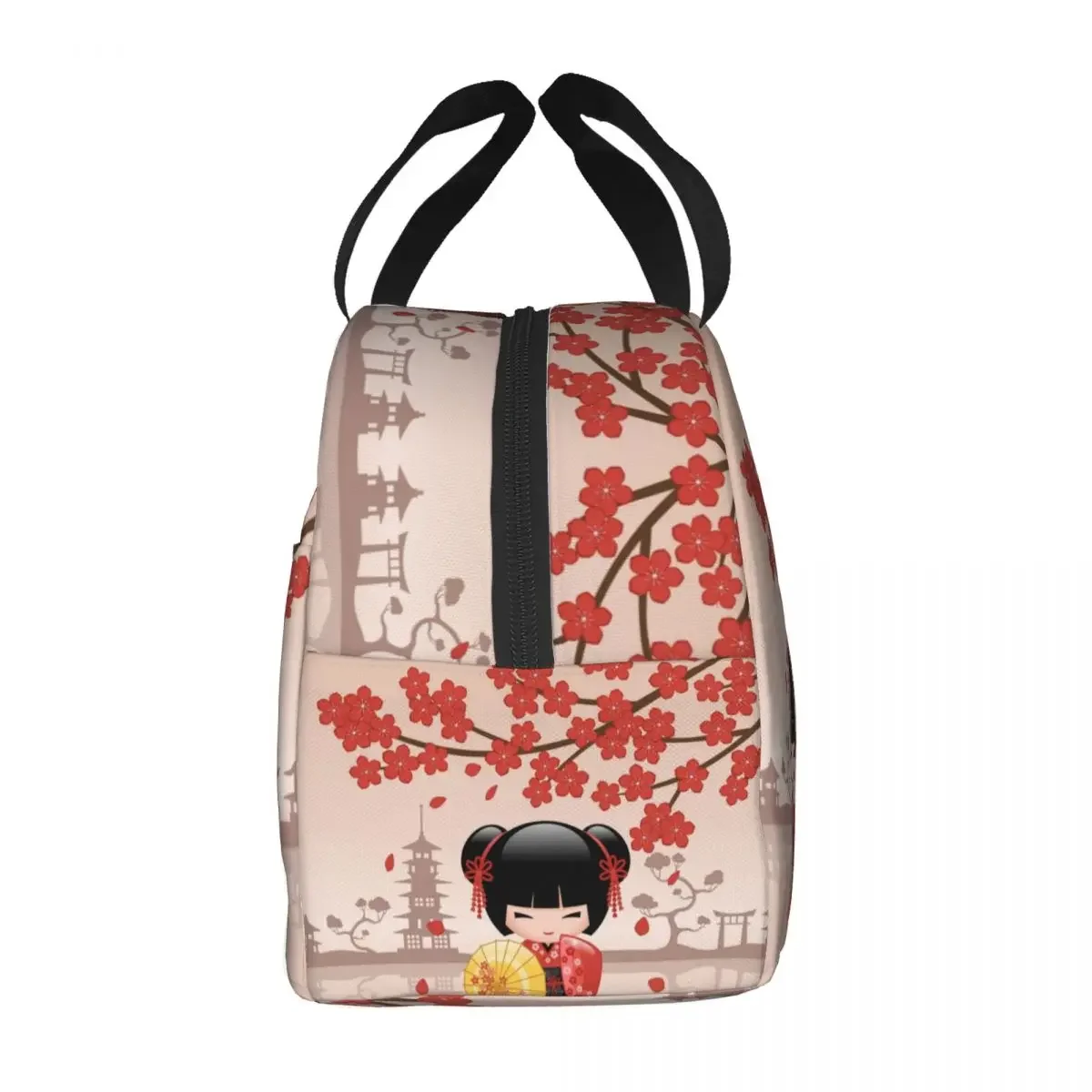 Japanese Keiko Kokeshi Doll Merch Insulated Lunch Bag Cute Design Kimono Geisha Dolls Girls Cooler Thermal Bento Box Lunch Boxes