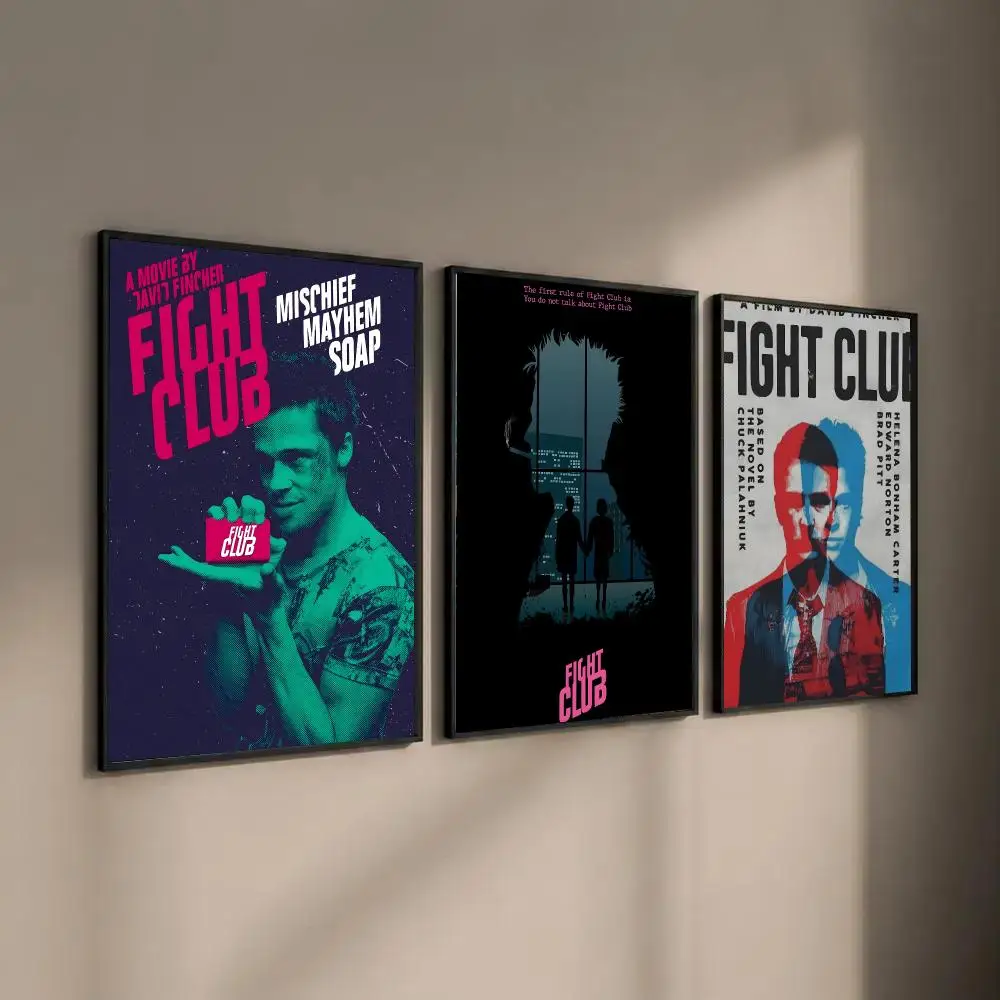 Moive F-Fight Club Poster Waterproof Sticky Wall Art Print For Bedroom Living Room Hallway Bar Home Decor