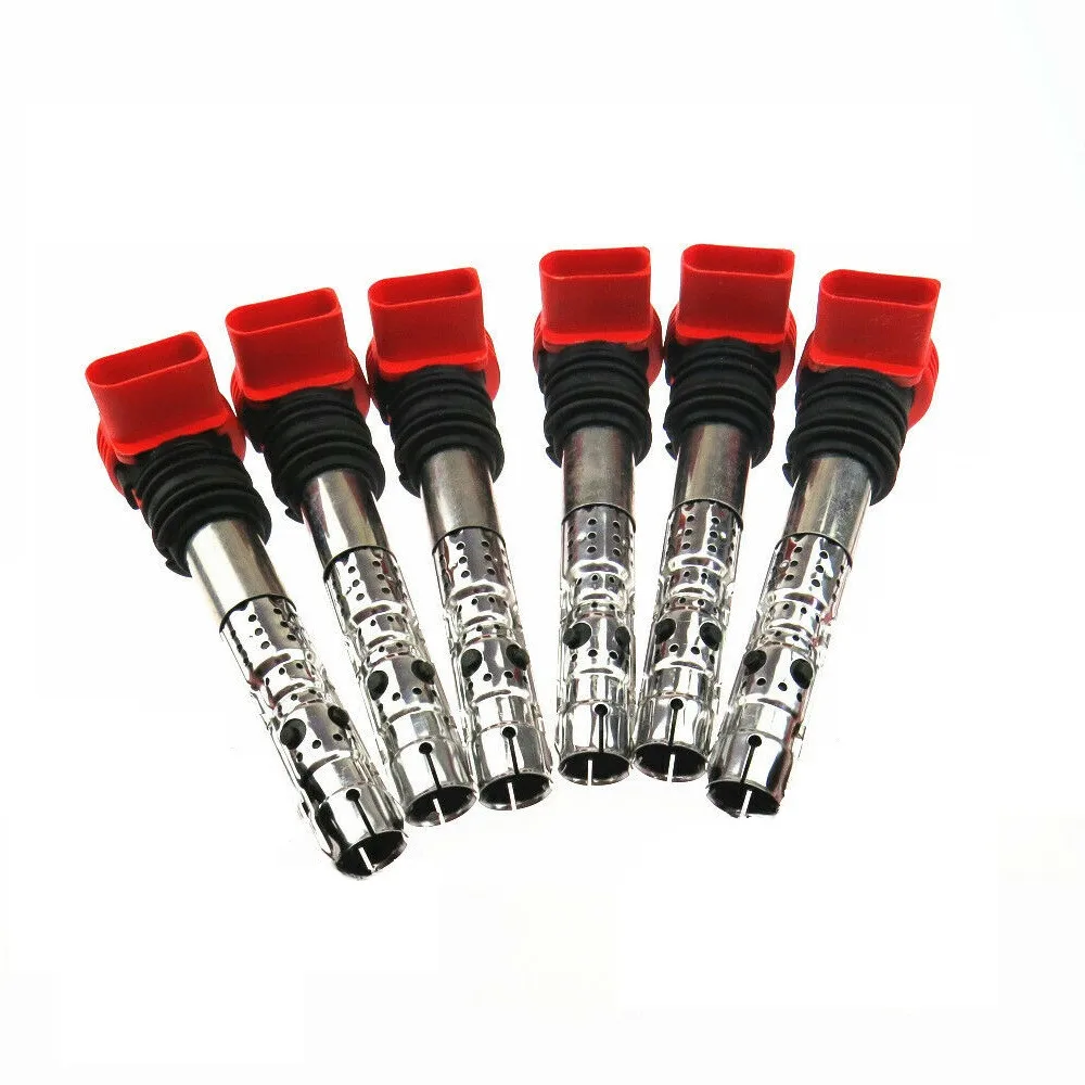 

6 Pcs Car Red Engine Ignition Coil for Audi A4 2002 - 2005 A6 1.8T 1.9TDI AVJ AMB BFB BEX 06C 905 115 L M E F G H