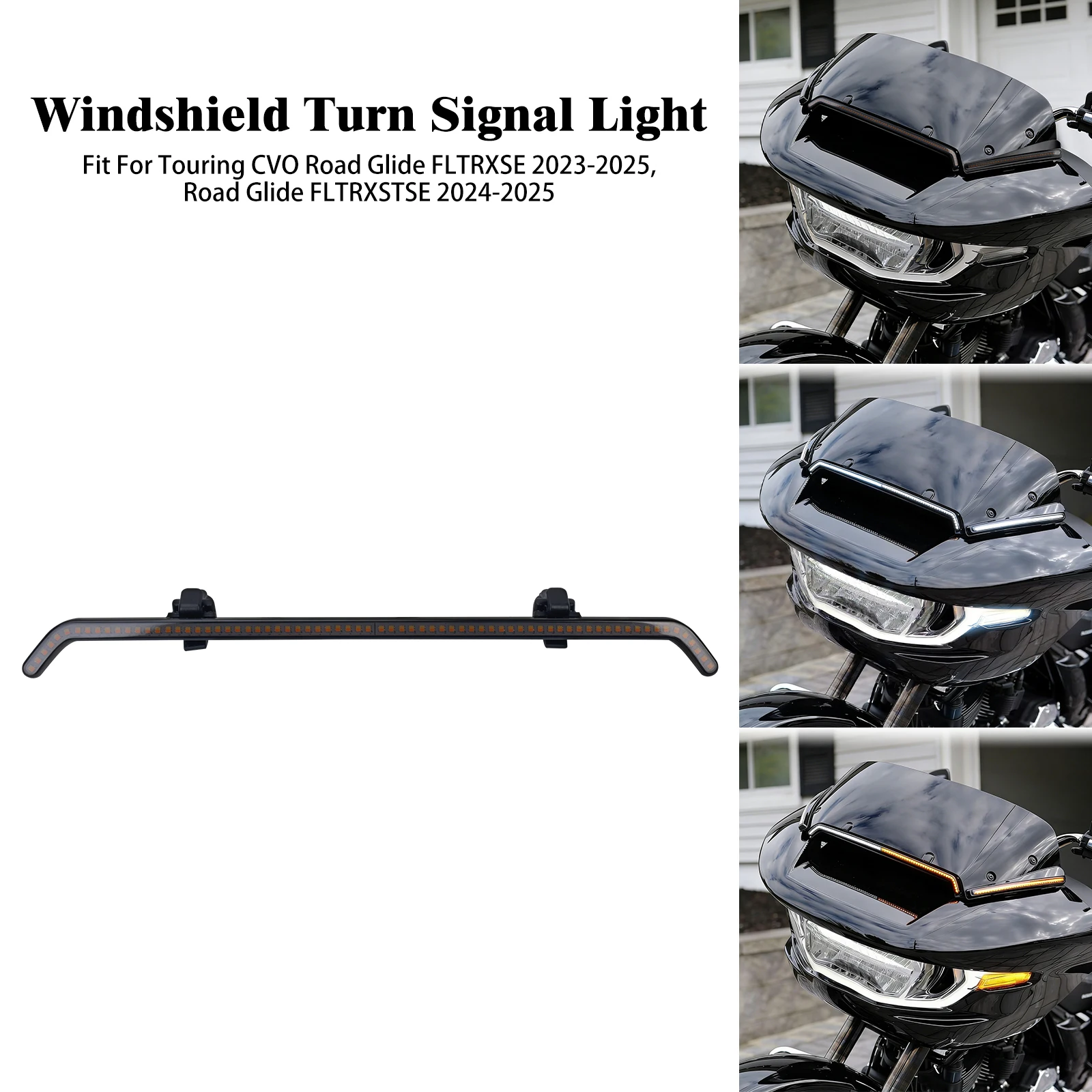 Motorcycle Windshield Center LED Running Turn Signal Lamp For Harley Road Glide CVO FLTRXSE 23-Up FLTRX  24-25 Fairing Light Bar