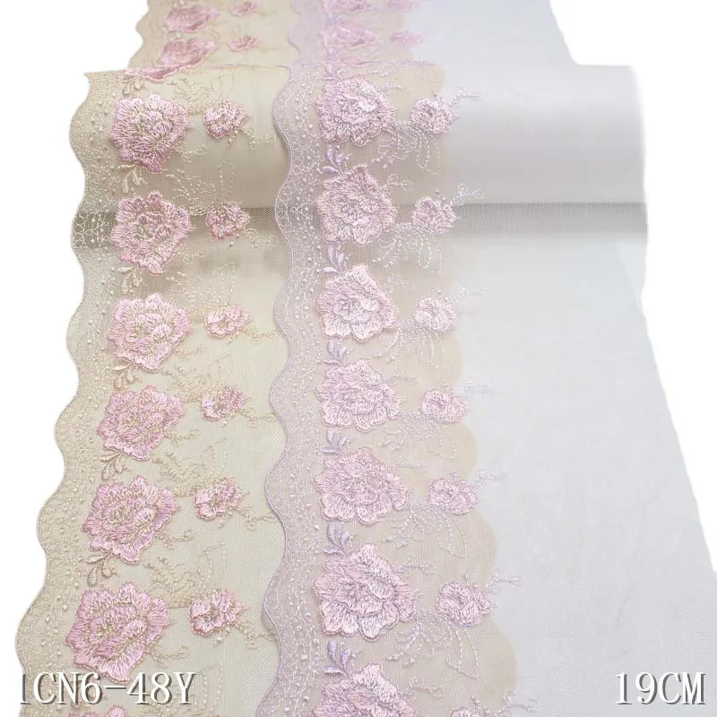 

29 Yards Embroidery Lace Trim Lingerie DIY Materials Pink Mesh Thread Embroidered Lace for Bra Sewing Accessories Crafts