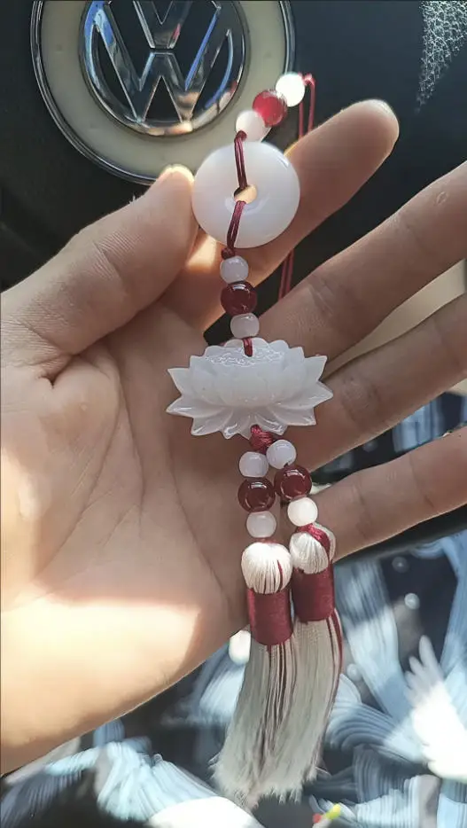 Chinesischer Stil Friedensschnalle Lotus Zweifarbige Quastenborte, Nähzubehör für Hanfu-Taillenanhänger Perlenbesatz – Detail 2