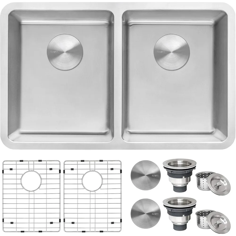 Ruvati 28-inch Undermount Kitchen Sink 50/50 Double Bowl 16 Gauge Stainless Steel - RVM5077