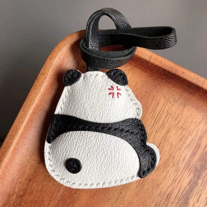 

Unique Cute Sheepskin Handmade Giant Panda Climbing Tree Car Key Pendant Handbag Crossbody Bag Pendant Girl Cute Birthday Gift