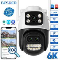 BESDER 12MP 6K PTZ Wifi Camera Dual Lens 8X Digital Zoom AI Human Detection Outdoor 8MP CCTV IP Camera Security Protection iCSee