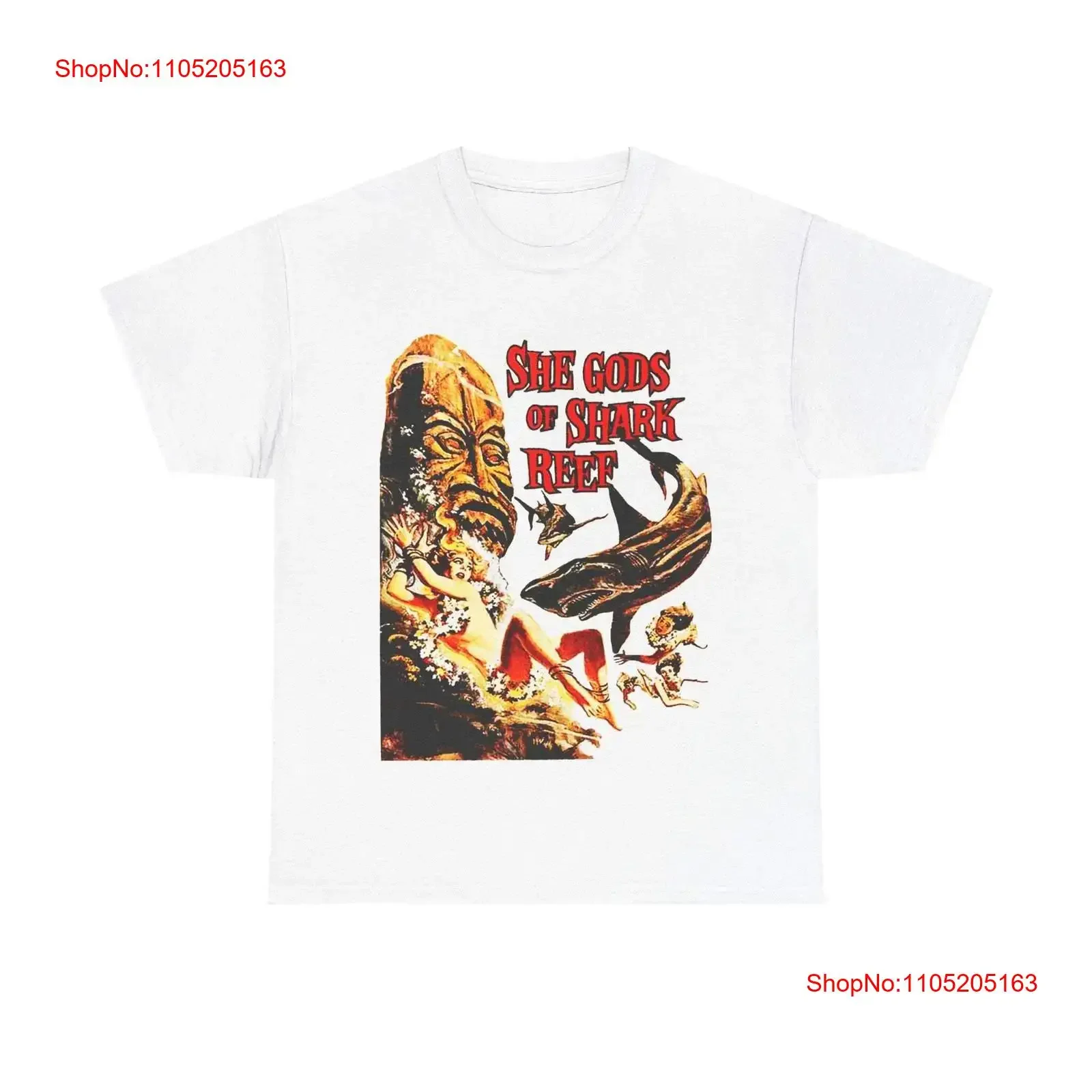 She Gods Of Shark Reef T Shirt vintage Washed streetwear Stylish Top For Everyday Wear Breathable Stretched Unisex Casual homme