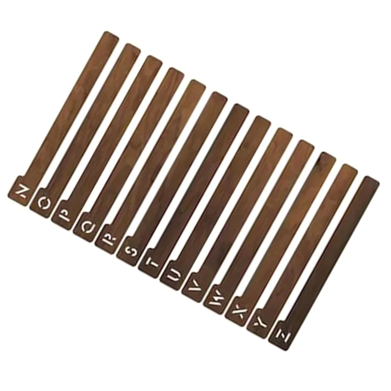 ABMF-104PCS Divisores de discos de madera, divisores de almacenamiento de discos de vinilo alfabéticos A-Z, guías organizadoras de soporte de discos