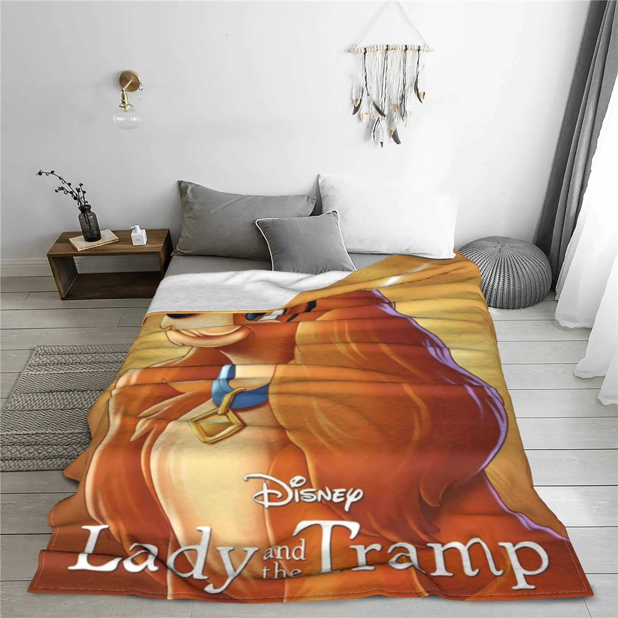 Lady and The Tramp Fleece Blankets Cocker Spaniel Stray Dog Funny Throw Blanket Home Hotel Sofa 125*100cm Rug Piece Super Soft