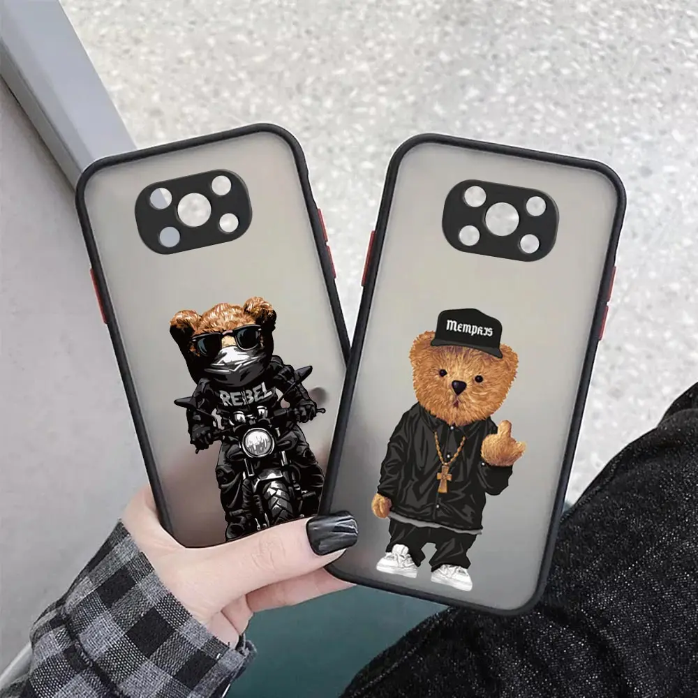 

Funny Teddy Bear Mascot Matte Clear Phone Case for Xiaomi POCO X4 X3 M4 M3 M2 F5 F4 F3 GT F2 C40 CC9 PRO 5G A3 Silicone Cover