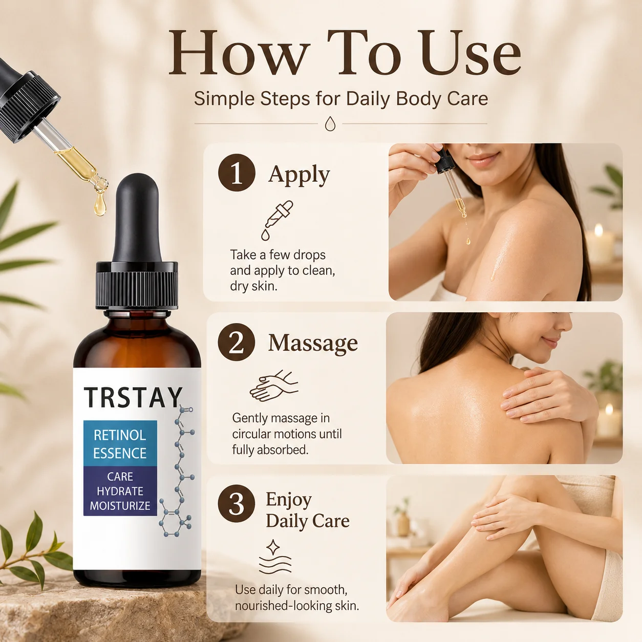 Light Watery Texture Retinol Care Liquid Morning Night Daily Skin Care Essence
