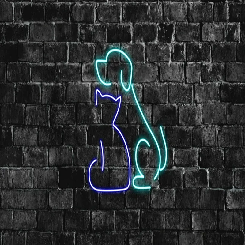 

CHUANGQI Dog and cat Animal neon sign,Cute Led neon sign, Neon light sign for wall, Neon wall decor, Led Neon Sign