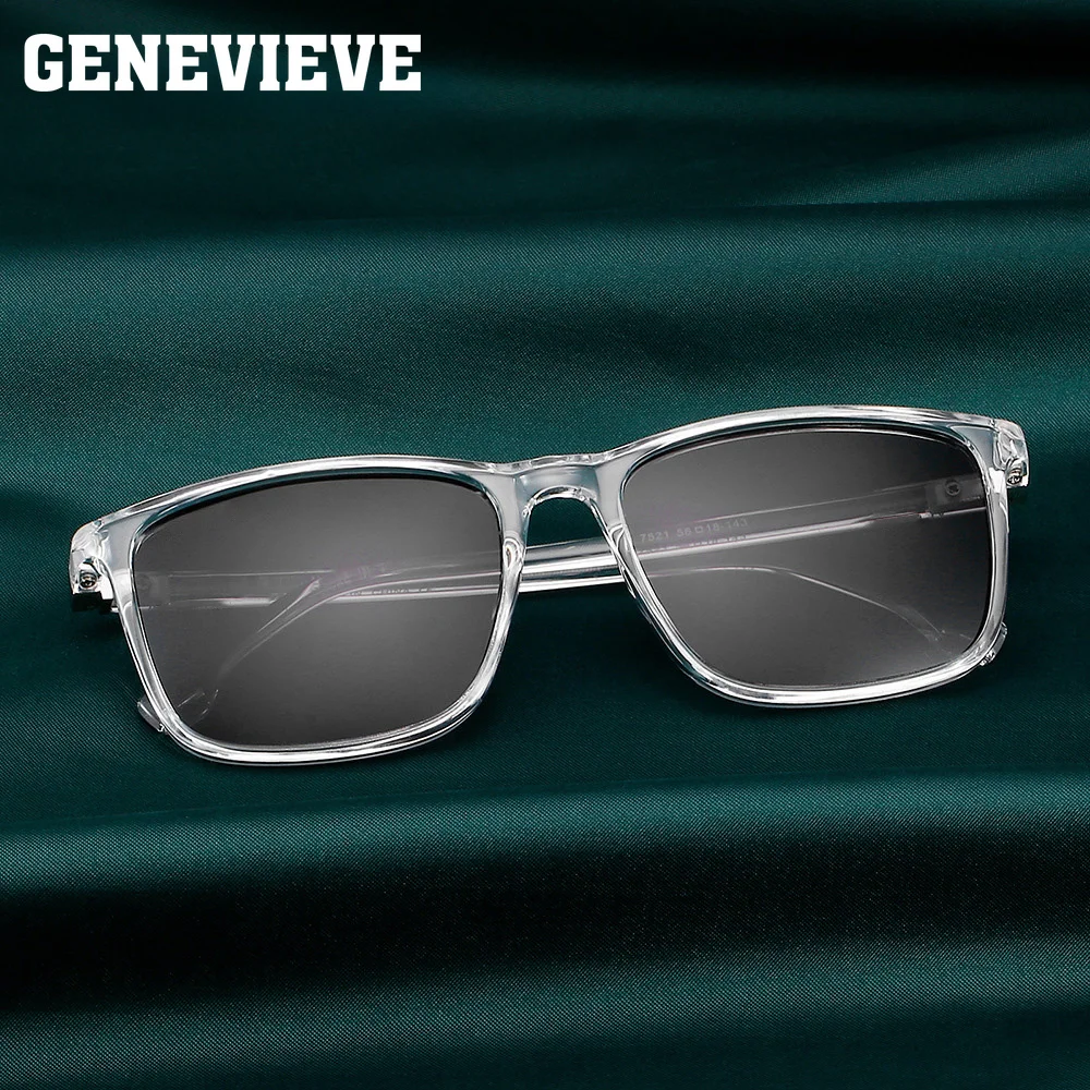 GENEVIEVE Stylish Minimalist Square-Frame Design Men's and Women's Polarized Sunglasses Customizable Prescription Lenses 7521