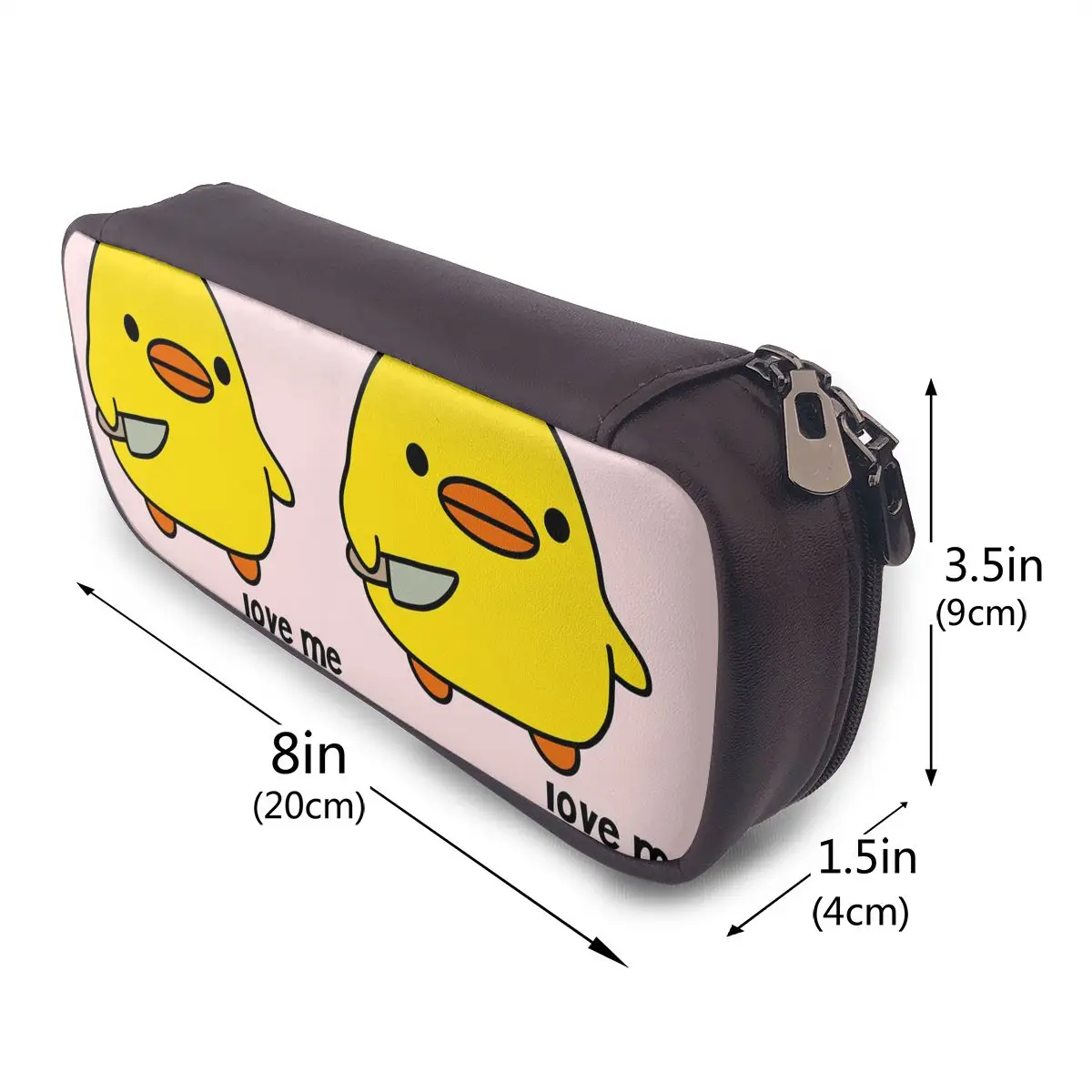 Duck With Knife - Love Me Version Kawaii Duck Knife Duck Leather Pencil Case for Kids Gifts Pen Box Pencil Bag Pen Holder Bag
