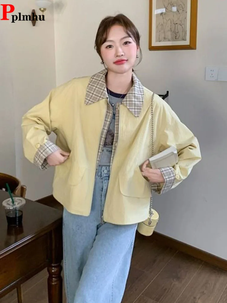 

Fake Two-Piece Casual Patchwork Jacket Coat Vintage Baggy Long Sleeve Jaquetas Women's Casual Fashionable Chaquetas Top