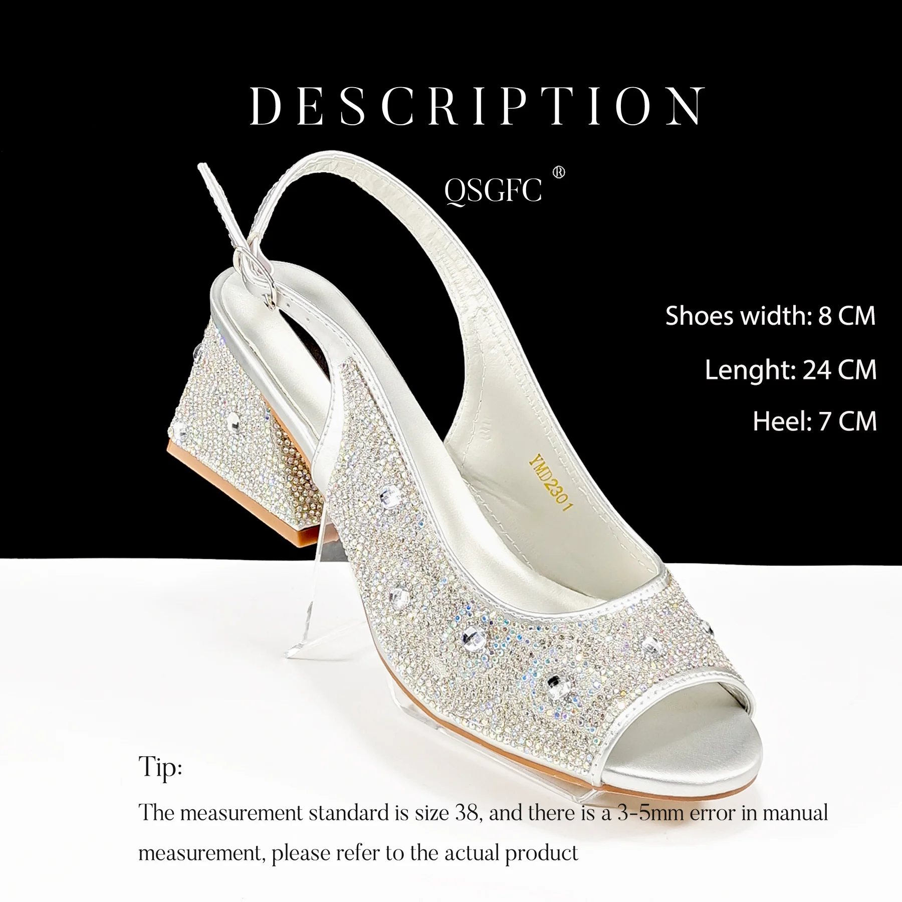 Newest Elegant Noble Silver Color Party Wedding Peep Toe High Heel Lady Shoes and Bag Set Decorated With Colorful Rhinestone